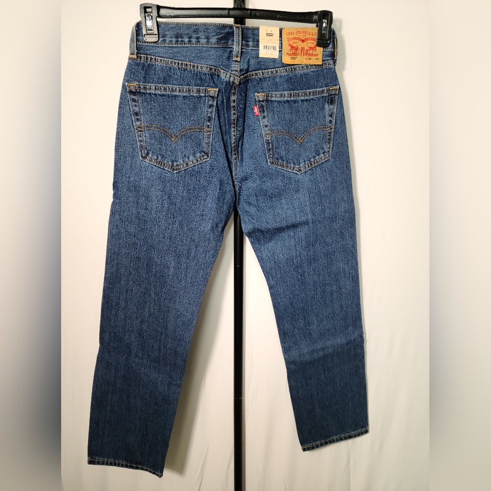 Levi's 505 Regular Fit Blue Jeans Men 30x30 NEW - Picture 2 of 3